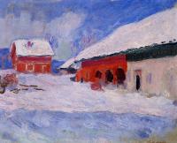 Monet, Claude Oscar - Red Houses at Bjornegaard in the Snow, Norway
